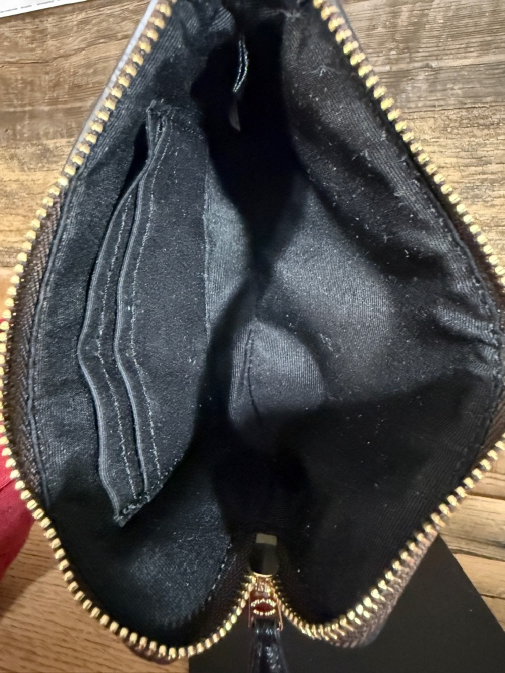 Coach Brown and Black Signature Zip Wristlet with Gold Hardware - Picture 5 of 5